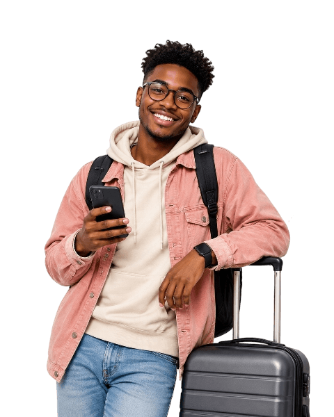 Student with luggage